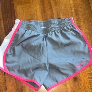 Nike Kids Gray Shorts with Pink Trim